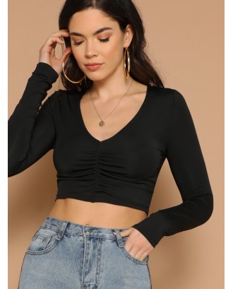 Ruched Front Form Fitted Crop tee