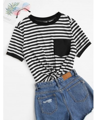 Pocket Patch Striped Ringer Tee