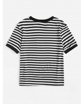 Pocket Patch Striped Ringer Tee