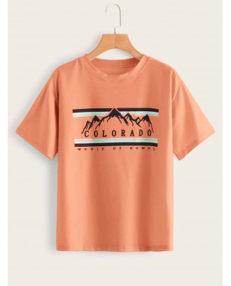 Letter And Mountain Print Tee