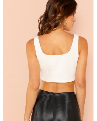 Thick Strap Solid Crop Top