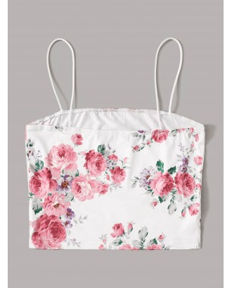 Floral Print Cami Crop Top