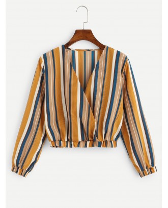 Surplice Front Striped Top