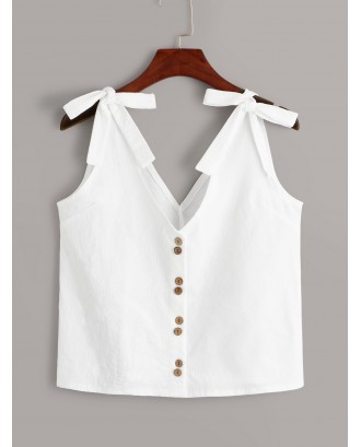 Bow Tie Button Front Top