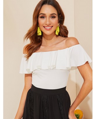 Flounce Off Shoulder Fitted Top