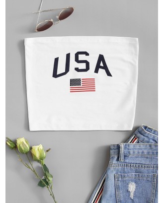 American Flag Print Tube Top