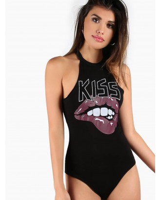 Kiss Sleeveless Racer Bodysuit