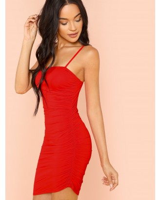 Solid Ruched Cami Dress