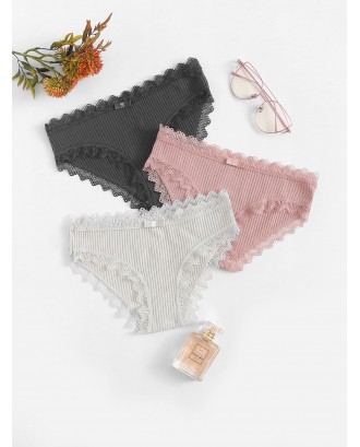 Lace Trim Panty Set 3pcs