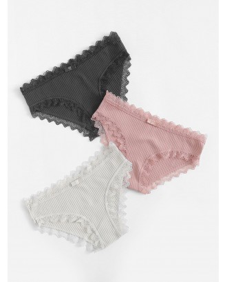 Lace Trim Panty Set 3pcs