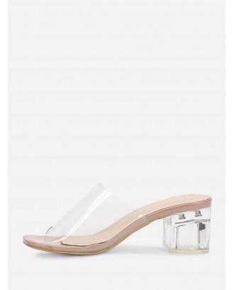 Chunky Heeled Clear Mule Sandals
