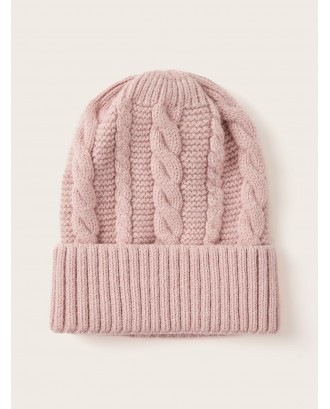 Solid Color Cable Knit Beanie