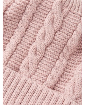 Solid Color Cable Knit Beanie
