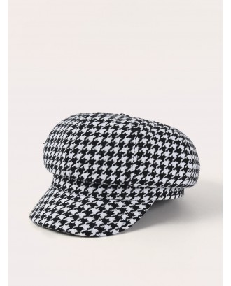Houndstooth Pattern Baker Boy Hat