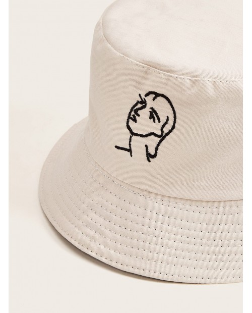 1pc Cute Embroidered Double Sided Bucket Hat
