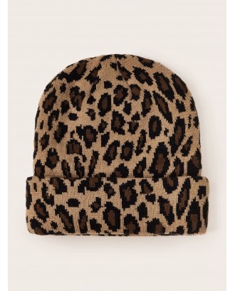Leopard Pattern Knit Hat