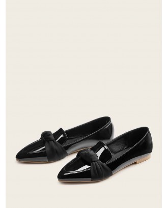 Point Toe Knotted Decor Flat Loafers