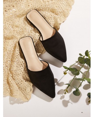 Suede Point Toe Mules