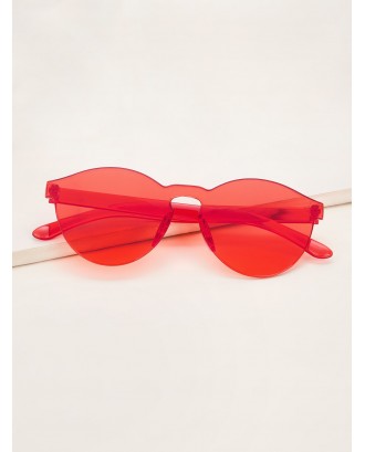 Thin Round Rimless Colored Lens Sunglasses