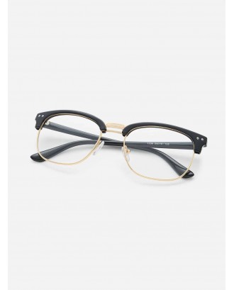 Black Open Frame Gold Trim Glasses