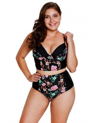 Delicate Floral Push Up High Waist Swimwear Swimsuit