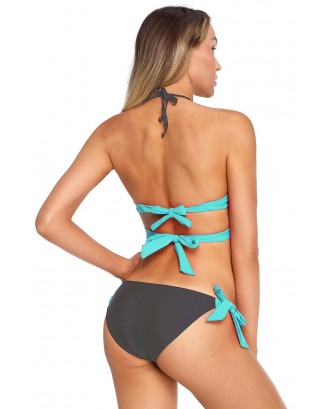 Mint Wrap Front Halter Swimwear Tie Side Bottom Swimsuit