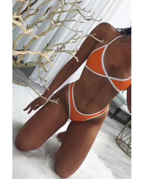 Orange Triangular Halter Swimwear 2pcs Swimsuit